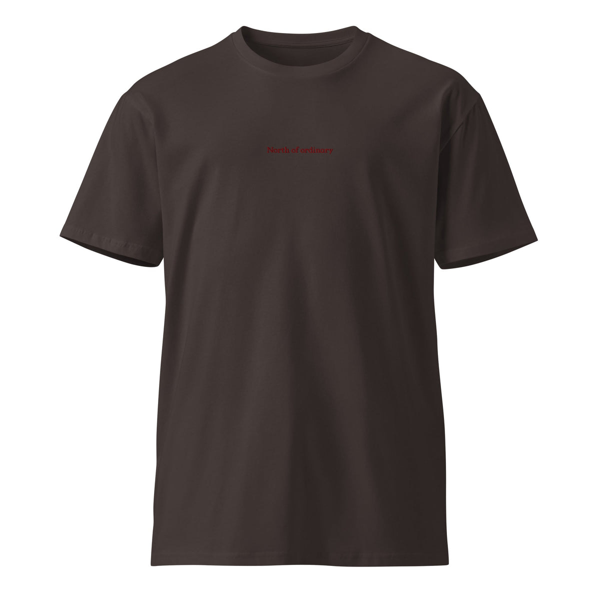 Everyday Tee in coal, front view.
