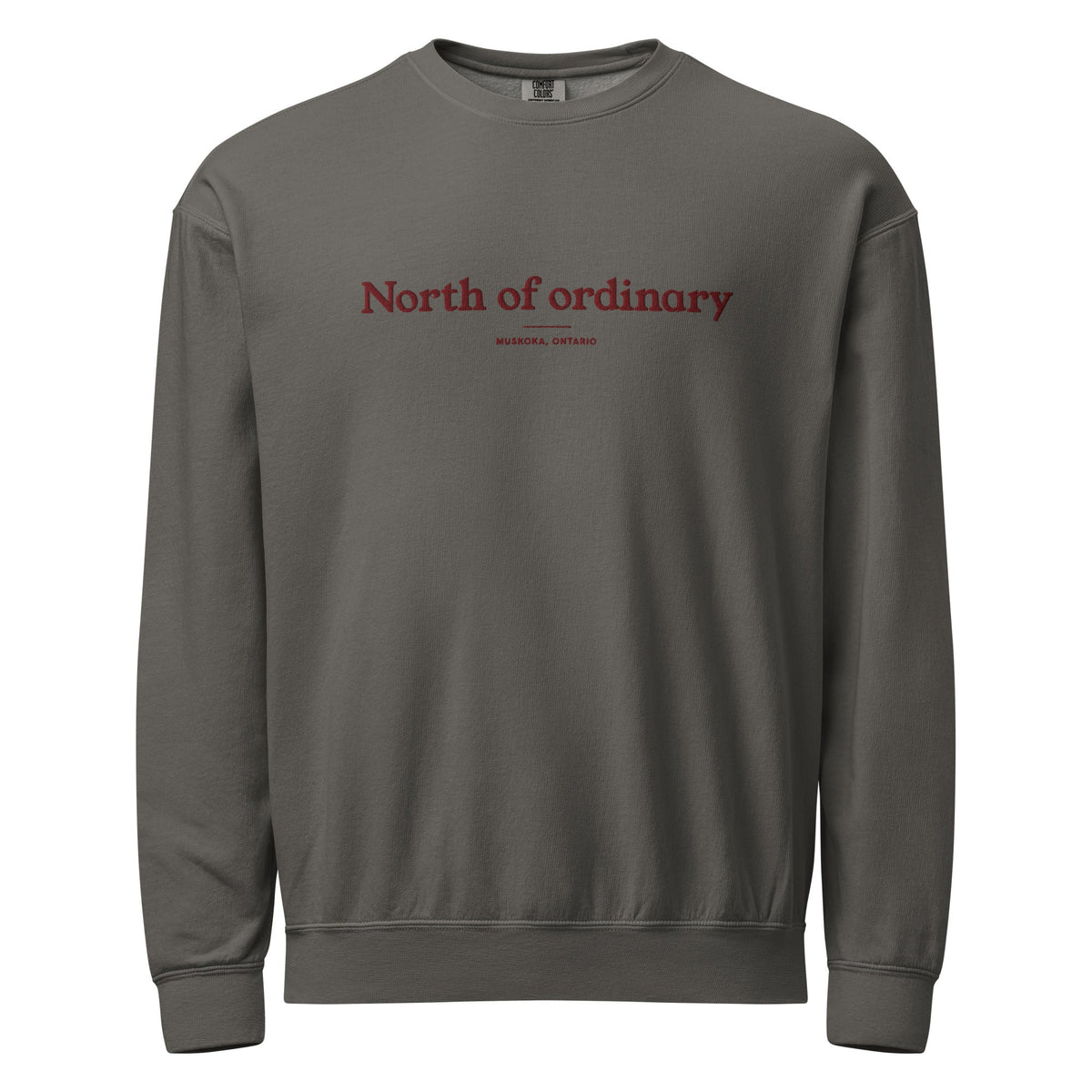 North of Ordinary Crew in pepper, front view.