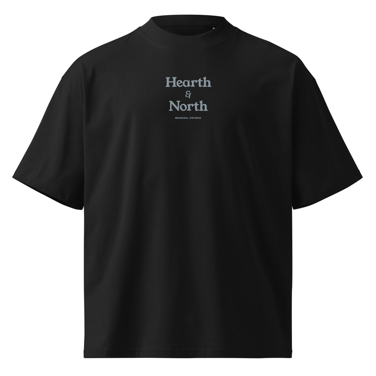 Wordmark Oversized Tee in black, front view.